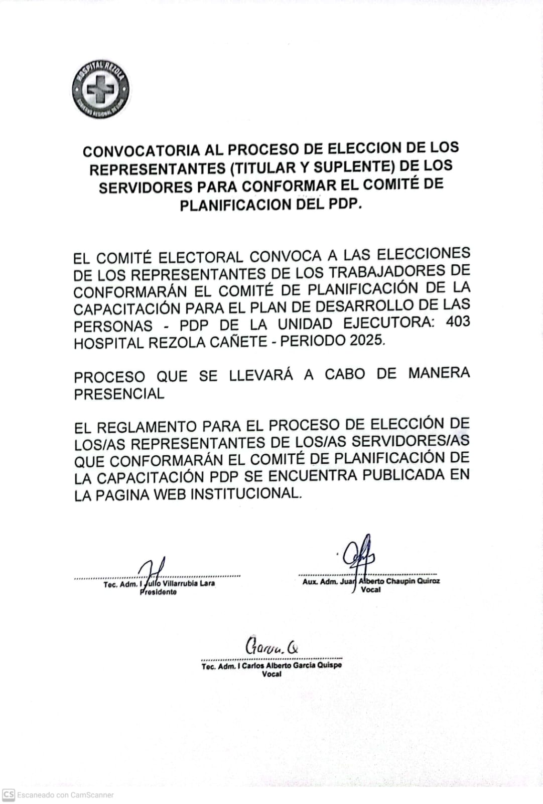 Imagen del comunicado